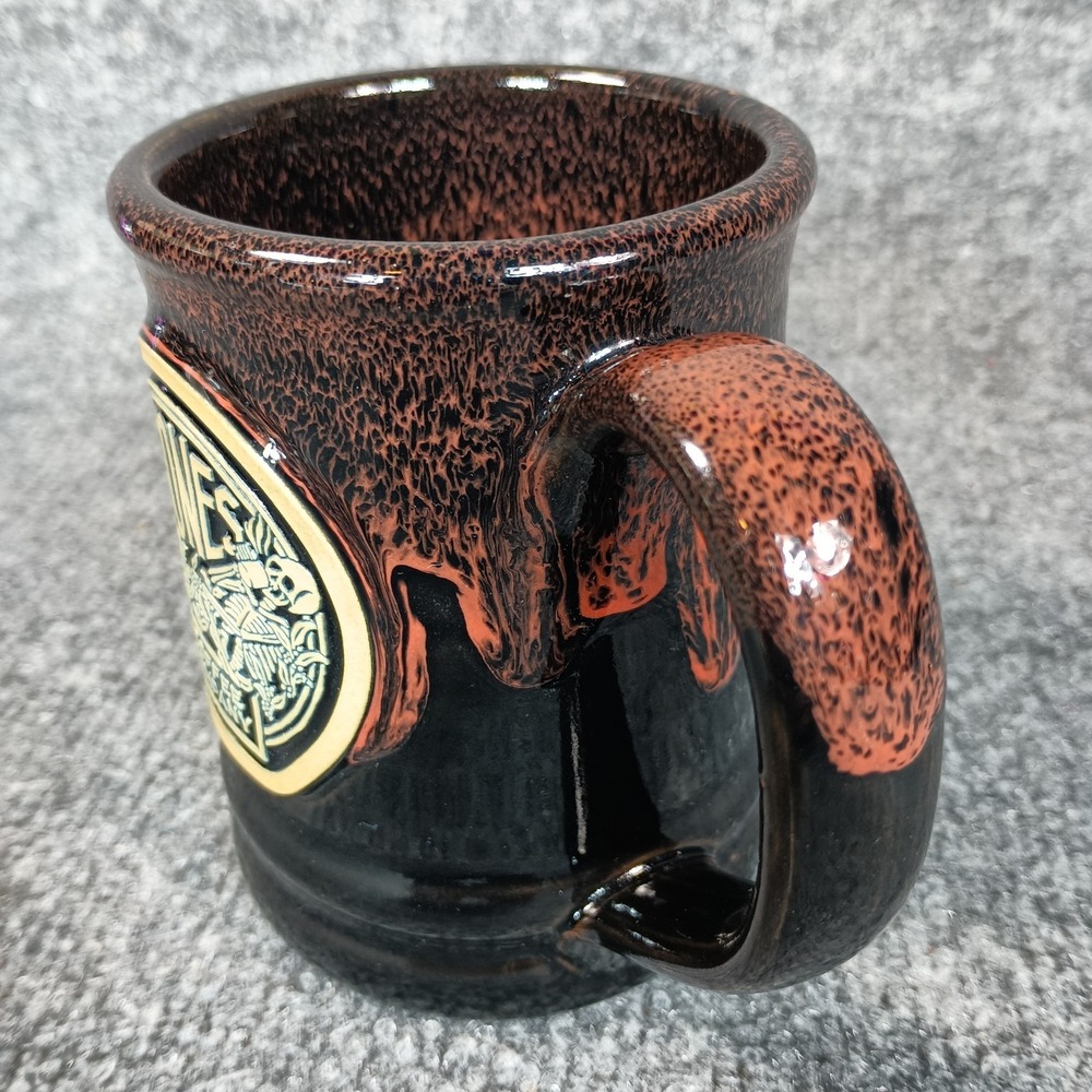 Deneen Pottery Bones Coffee Company Mug Black Brown Drip Glaze Stoneware 2017 - Picture 3 of 7